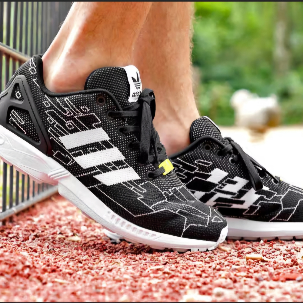 adidas Black & White Lace-Up Athletic Shoes